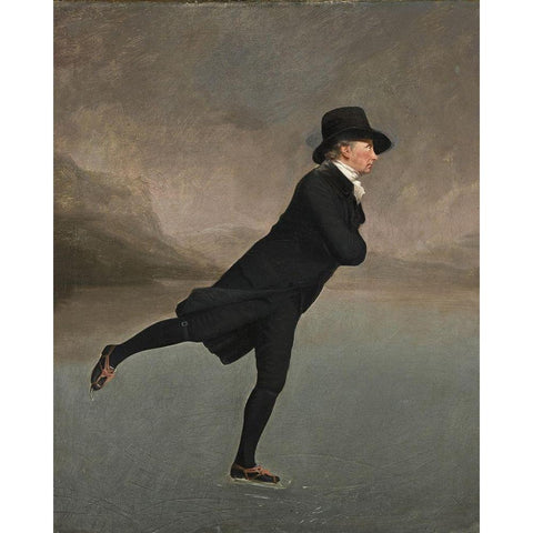 The Skating Minister Gold Ornate Wood Framed Art Print with Double Matting by Raeburn, Henry