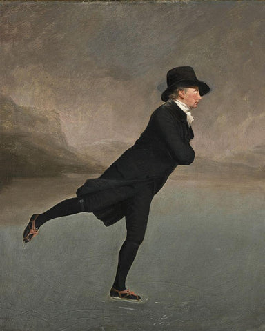 The Skating Minister Black Ornate Wood Framed Art Print with Double Matting by Raeburn, Henry