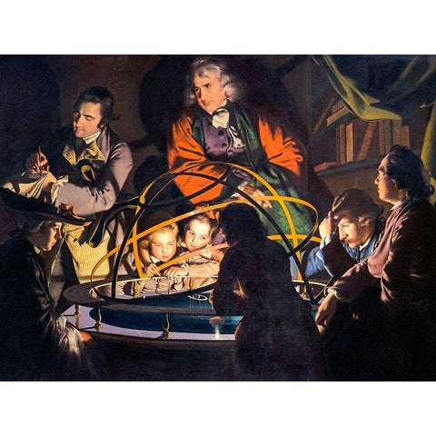 The Orrery White Modern Wood Framed Art Print by Wright, Joseph