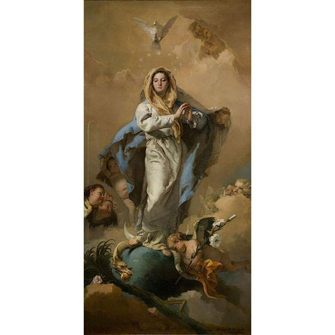 The Immaculate Conception Black Modern Wood Framed Art Print with Double Matting by Tiepolo, Giovanni Battista