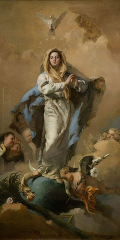 The Immaculate Conception Black Ornate Wood Framed Art Print with Double Matting by Tiepolo, Giovanni Battista