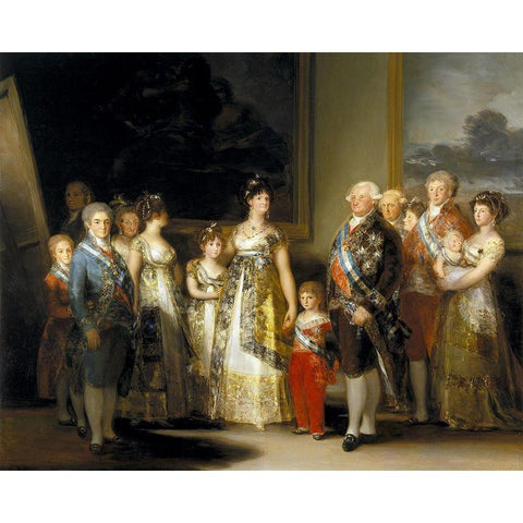 Charles IV of Spain and His Family White Modern Wood Framed Art Print by Goya, Francisco