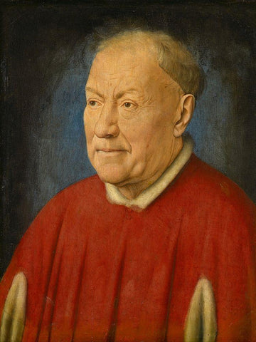 Kardinal Niccolo AlbergatiÂ  White Modern Wood Framed Art Print with Double Matting by van Eyck, Jan