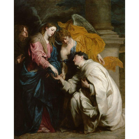 The Vision of the Blessed Hermann Joseph White Modern Wood Framed Art Print by van Dyck, Anton