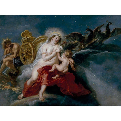 The Origin of the Milky Way Gold Ornate Wood Framed Art Print with Double Matting by Rubens, Peter Paul