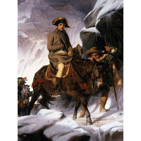 Napoleon Crossing the Alps Gold Ornate Wood Framed Art Print with Double Matting by Delaroche, Paul