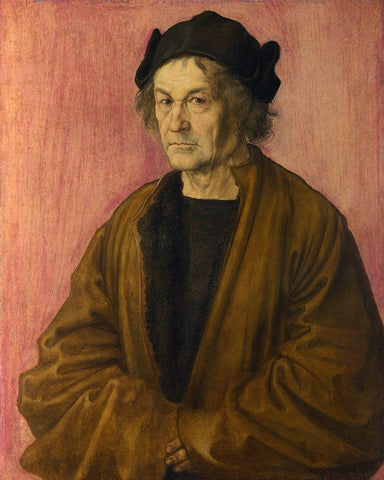 The Painters Father Black Ornate Wood Framed Art Print with Double Matting by Durer, Albrecht