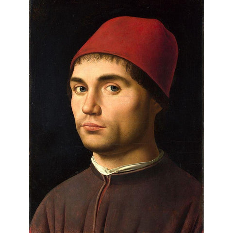 Portrait of a Man White Modern Wood Framed Art Print by da Messina, Antonello