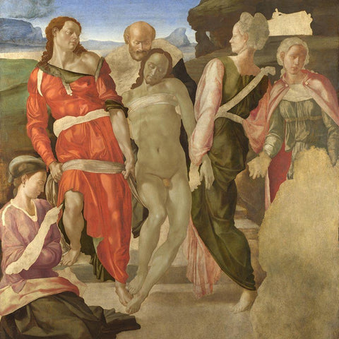 The Entombment White Modern Wood Framed Art Print by Michelangelo