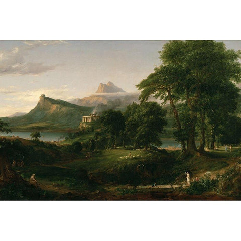 The Course of Empire The Arcadian or Pastoral State White Modern Wood Framed Art Print by Cole, Thomas