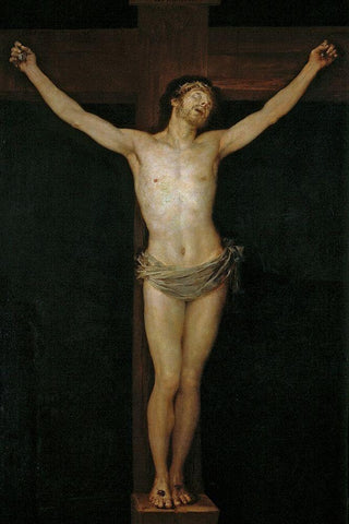 Christ on the Cross Black Ornate Wood Framed Art Print with Double Matting by Goya, Francisco