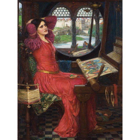 I am half-sick of shadows, said the lady of shalott White Modern Wood Framed Art Print by Waterhouse, John William