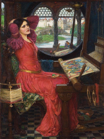 I am half-sick of shadows, said the lady of shalott Black Ornate Wood Framed Art Print with Double Matting by Waterhouse, John William