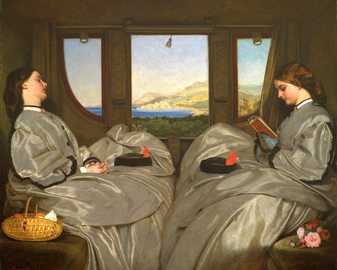 The Travelling Companions Black Ornate Wood Framed Art Print with Double Matting by Egg, Augustus