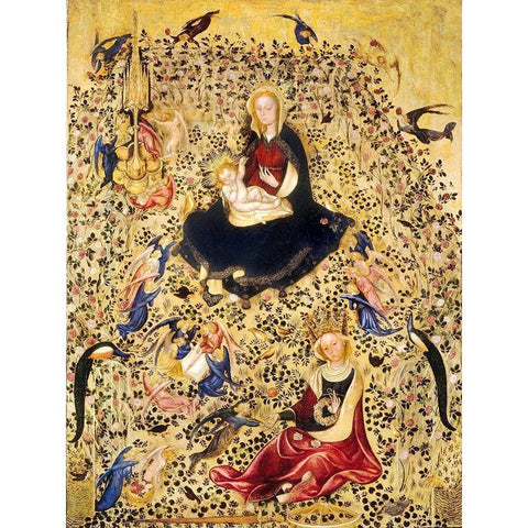 Madonna of the Rose Garden Gold Ornate Wood Framed Art Print with Double Matting by Unknown