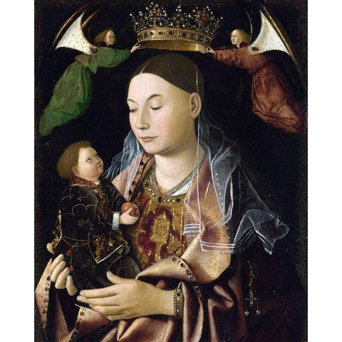 Salting Madonna Gold Ornate Wood Framed Art Print with Double Matting by da Messina, Antonello