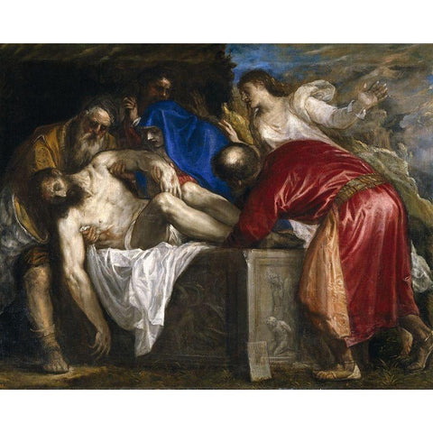 The Entombment White Modern Wood Framed Art Print by Titian