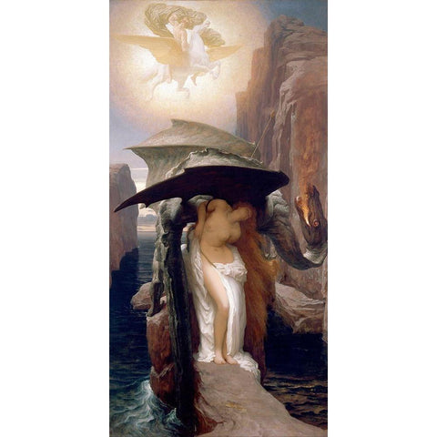 Perseus and Andromeda Black Modern Wood Framed Art Print with Double Matting by Leighton, Frederic