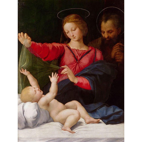 Madonna of Loreto Black Modern Wood Framed Art Print with Double Matting by Raphael