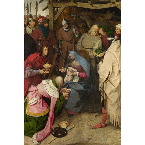 The Adoration of the Kings Black Modern Wood Framed Art Print with Double Matting by Bruegel the Elder, Pieter