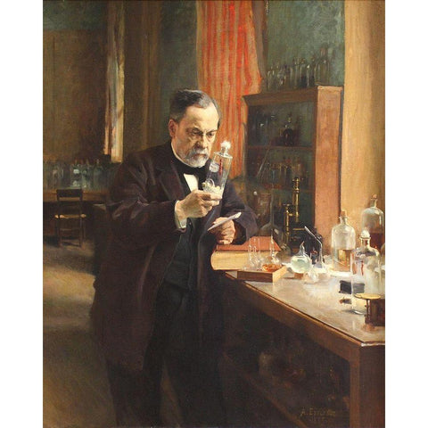 Louis Pasteur Black Modern Wood Framed Art Print with Double Matting by Edelfelt, Albert