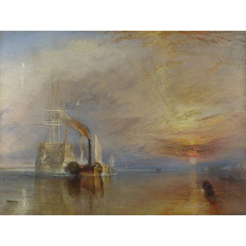 The Fighting Temeraire tugged to her last berth to be broken up White Modern Wood Framed Art Print by Turner, JMW