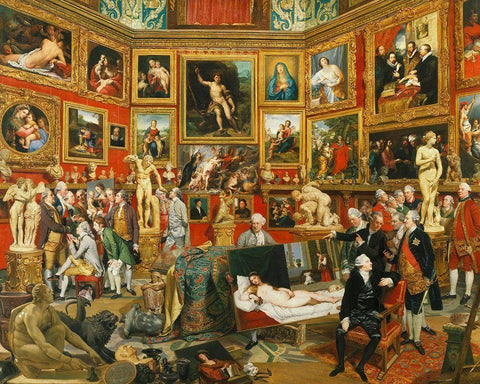 Tribuna of the Uffizi White Modern Wood Framed Art Print with Double Matting by Zoffany, Johan