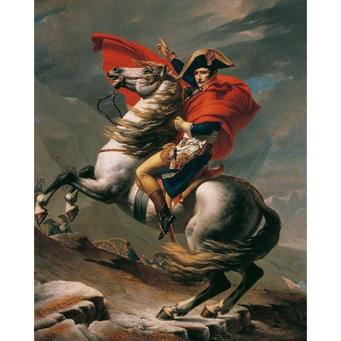 Napoleon Crossing the Alps Gold Ornate Wood Framed Art Print with Double Matting by David, Jacques-Louis