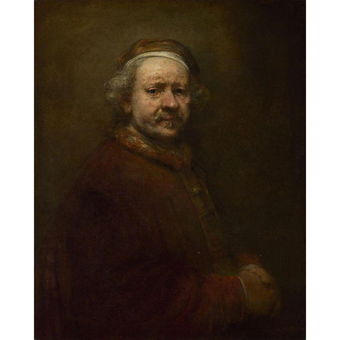 Self-Portrait at the Age of 63 Black Modern Wood Framed Art Print with Double Matting by Rembrandt