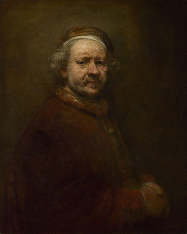 Self-Portrait at the Age of 63 Black Ornate Wood Framed Art Print with Double Matting by Rembrandt