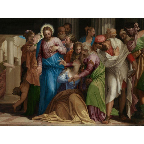 The Conversion of Mary Magdalene White Modern Wood Framed Art Print by Veronese, Paolo