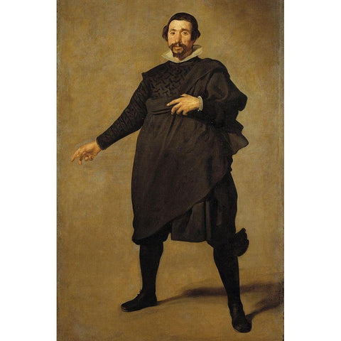 Portrait of Pablo de Valladolid Black Modern Wood Framed Art Print with Double Matting by Velazquez, Diego