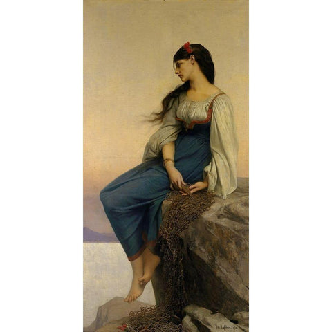 Graziella Black Modern Wood Framed Art Print with Double Matting by Lefebvre, Jules Joseph