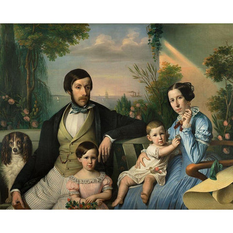 Pietro Stanislao Parisi with Family Black Modern Wood Framed Art Print with Double Matting by Tominz, Giuseppe