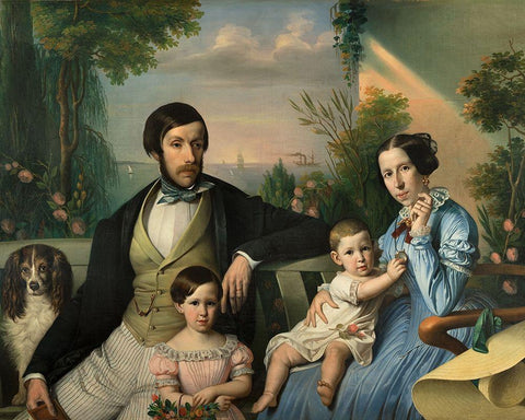 Pietro Stanislao Parisi with Family White Modern Wood Framed Art Print with Double Matting by Tominz, Giuseppe