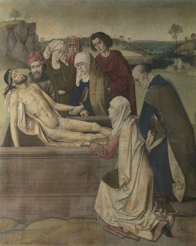 The Entombment Black Ornate Wood Framed Art Print with Double Matting by Bouts, Dieric