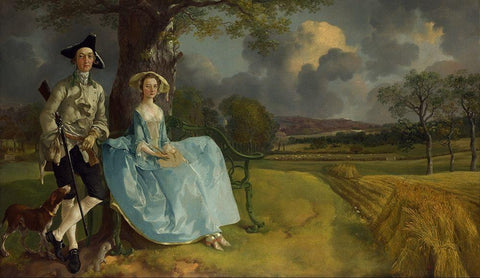 Mr and Mrs Andrews White Modern Wood Framed Art Print with Double Matting by Gainsborough, Thomas