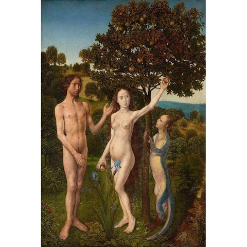 The Fall of Man White Modern Wood Framed Art Print by van der Goes, Hugo