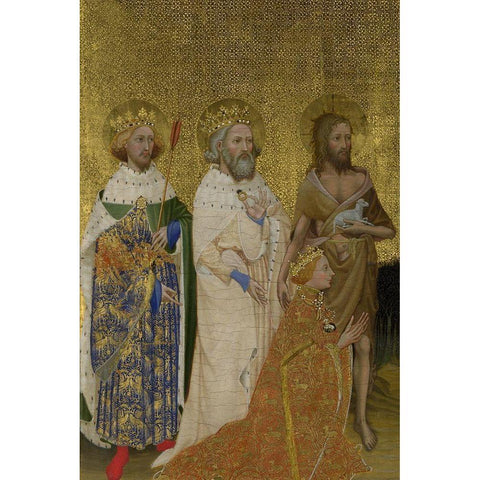 Wilton Diptych, left panel Gold Ornate Wood Framed Art Print with Double Matting by Unknown