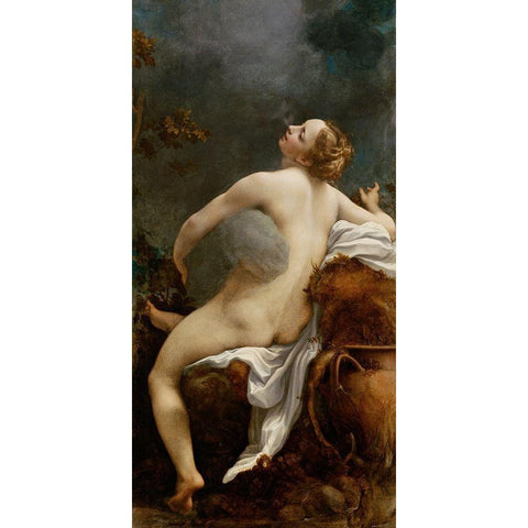 Jupiter and Io Black Modern Wood Framed Art Print with Double Matting by Correggio