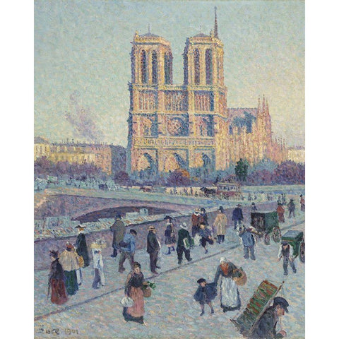 The Quai Saint-Michel and Notre-Dame Gold Ornate Wood Framed Art Print with Double Matting by Luce, Maximilien