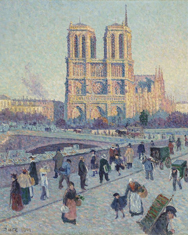 The Quai Saint-Michel and Notre-Dame Black Ornate Wood Framed Art Print with Double Matting by Luce, Maximilien