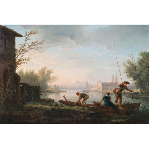 Four Times of the Day, Morning Gold Ornate Wood Framed Art Print with Double Matting by Vernet, Claude Joseph