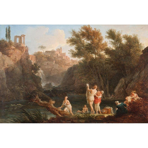 Four Times of the Day, Evening Black Modern Wood Framed Art Print with Double Matting by Vernet, Claude Joseph