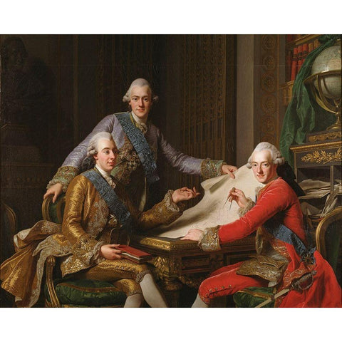 King Gustav III of Sweden and His Brothers White Modern Wood Framed Art Print by Roslin, Alexander