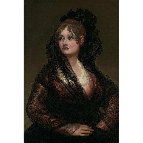 Portrait of Dona Isabel de Porcel Gold Ornate Wood Framed Art Print with Double Matting by Goya, Francisco