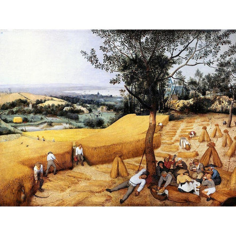 The Harvesters White Modern Wood Framed Art Print by Bruegel the Elder, Pieter