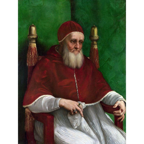 Portrait of Pope Julius II Gold Ornate Wood Framed Art Print with Double Matting by Raphael