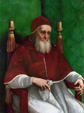 Portrait of Pope Julius II White Modern Wood Framed Art Print with Double Matting by Raphael