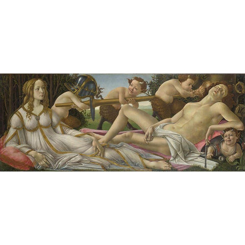 Venus and Mars Black Modern Wood Framed Art Print with Double Matting by Botticelli, Sandro